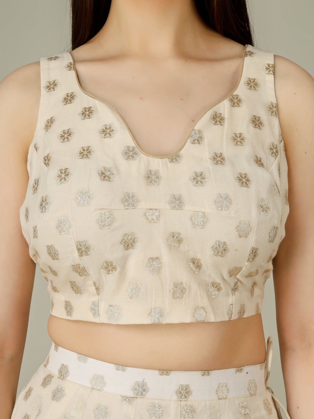 Banarasi Chanderi Kalidar Lehenga Stitched Set - Khinkhwab