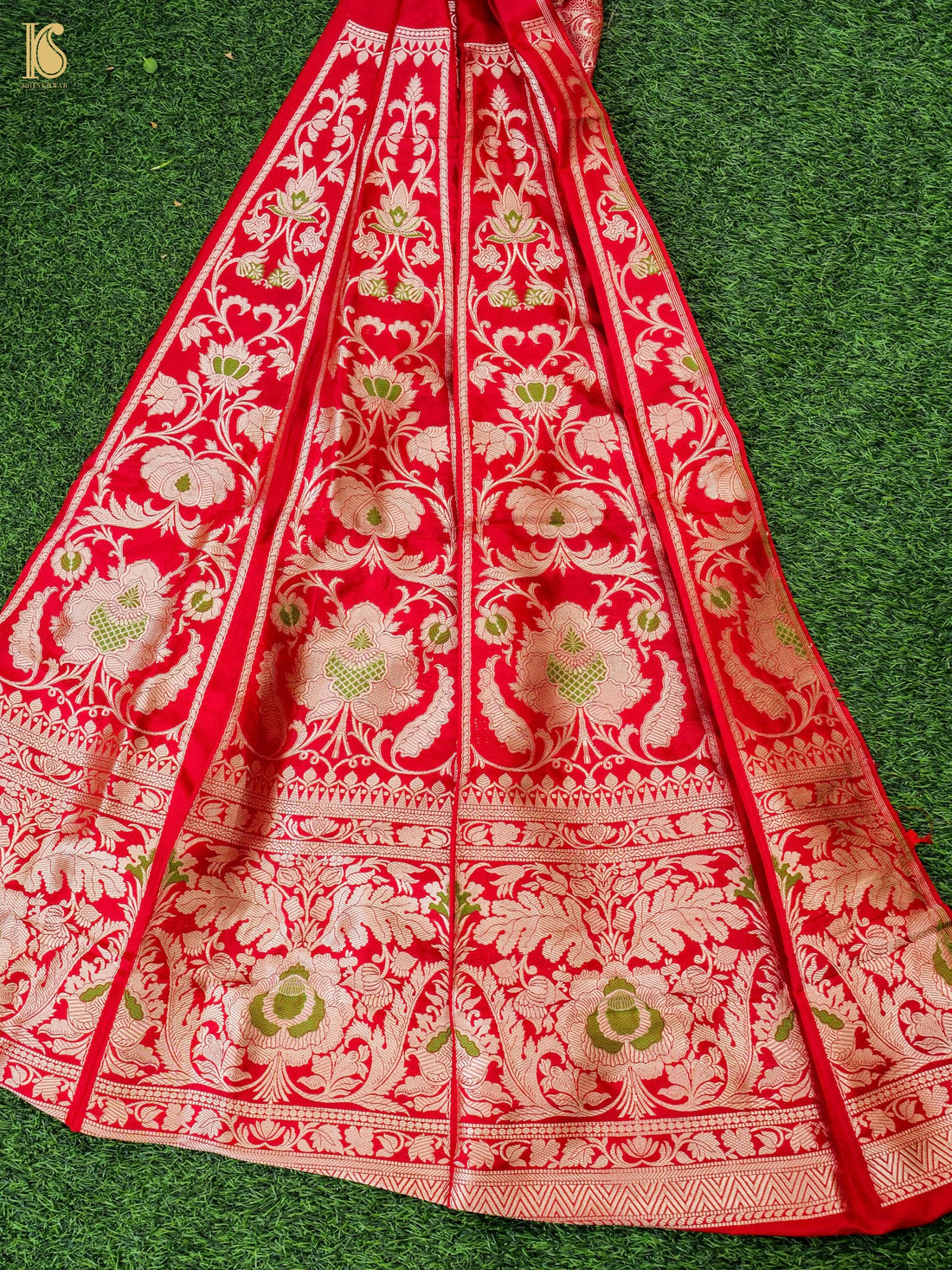 Handloom Banarasi Katan Silk Kalidar Manjari Lehenga