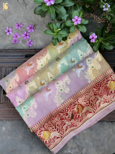 Handloom Banarasi Kora Rangkat Kadwa Silk Saree