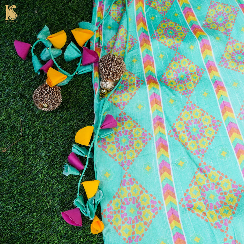 NİLÜFER - Pure Raw Silk Print Kalidar Stitched Skirt Lehenga
