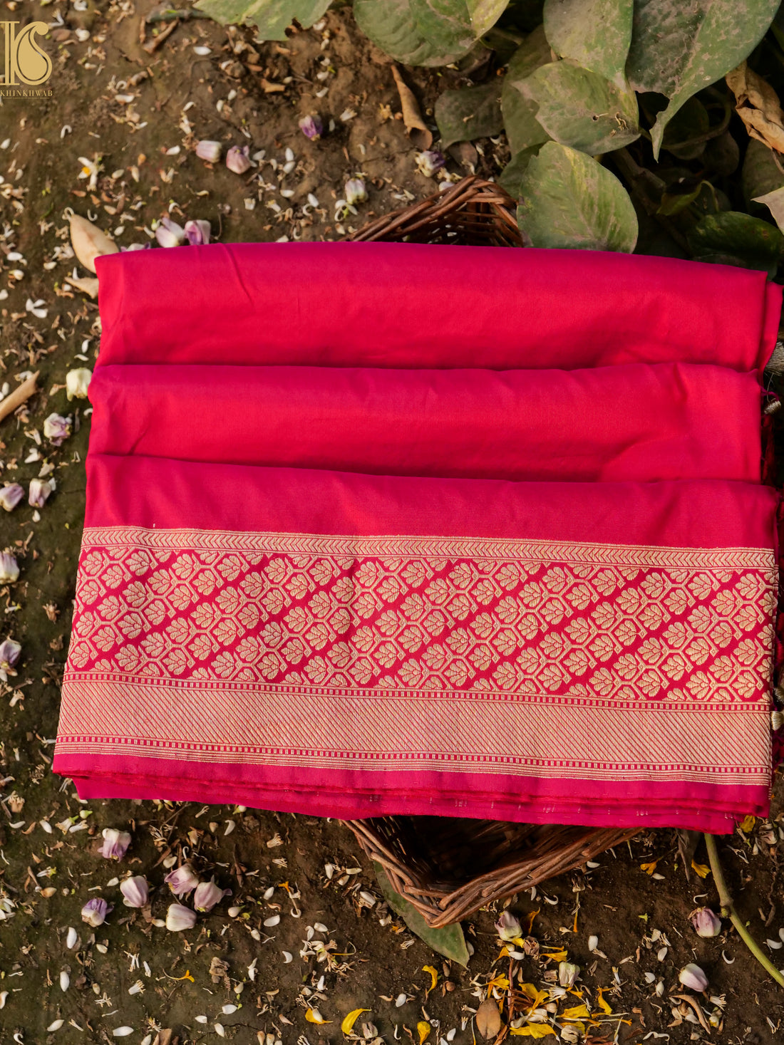 Handloom Banarasi Chauki Rangkat Red Silk Saree