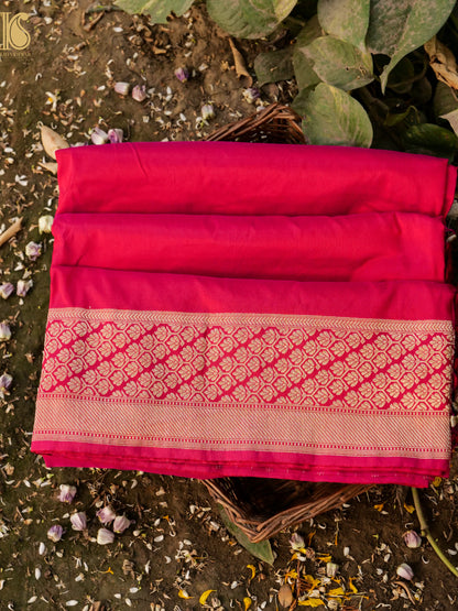 Handloom Banarasi Chauki Rangkat Red Silk Saree