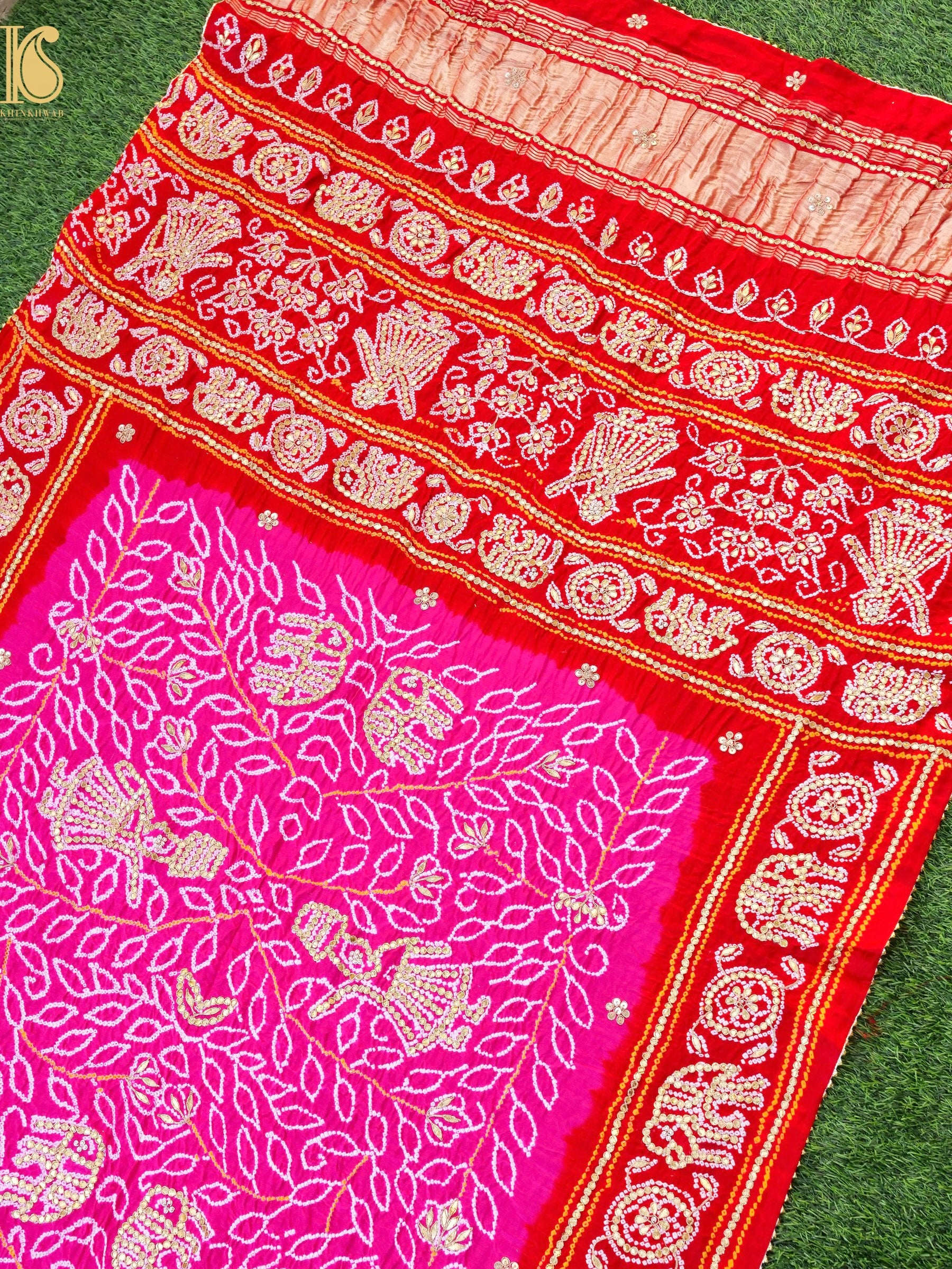 Gajji Silk Bandhani Gotta Patti Work Dupatta