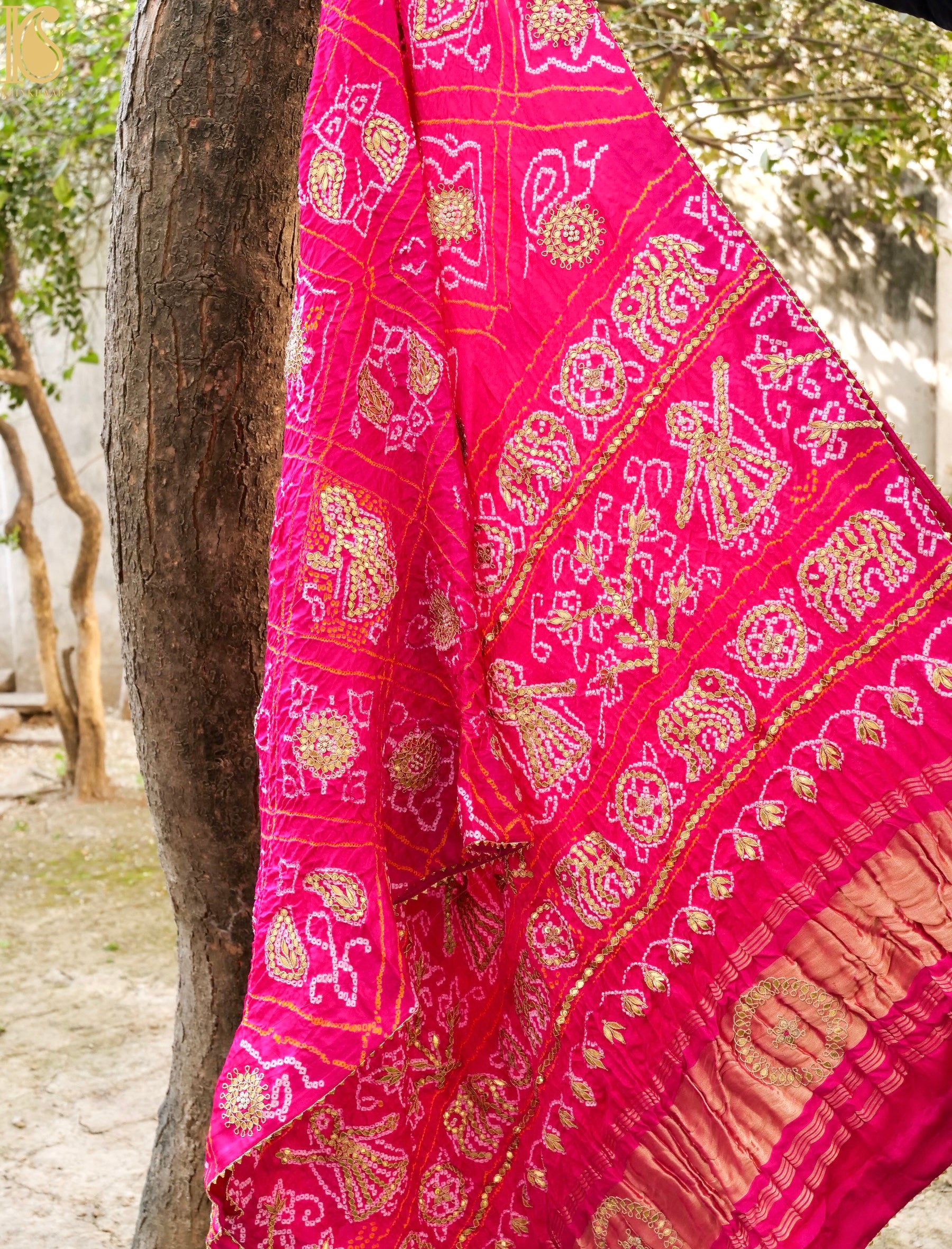 Gajji Silk Bandhani Gotta Patti Work Dupatta