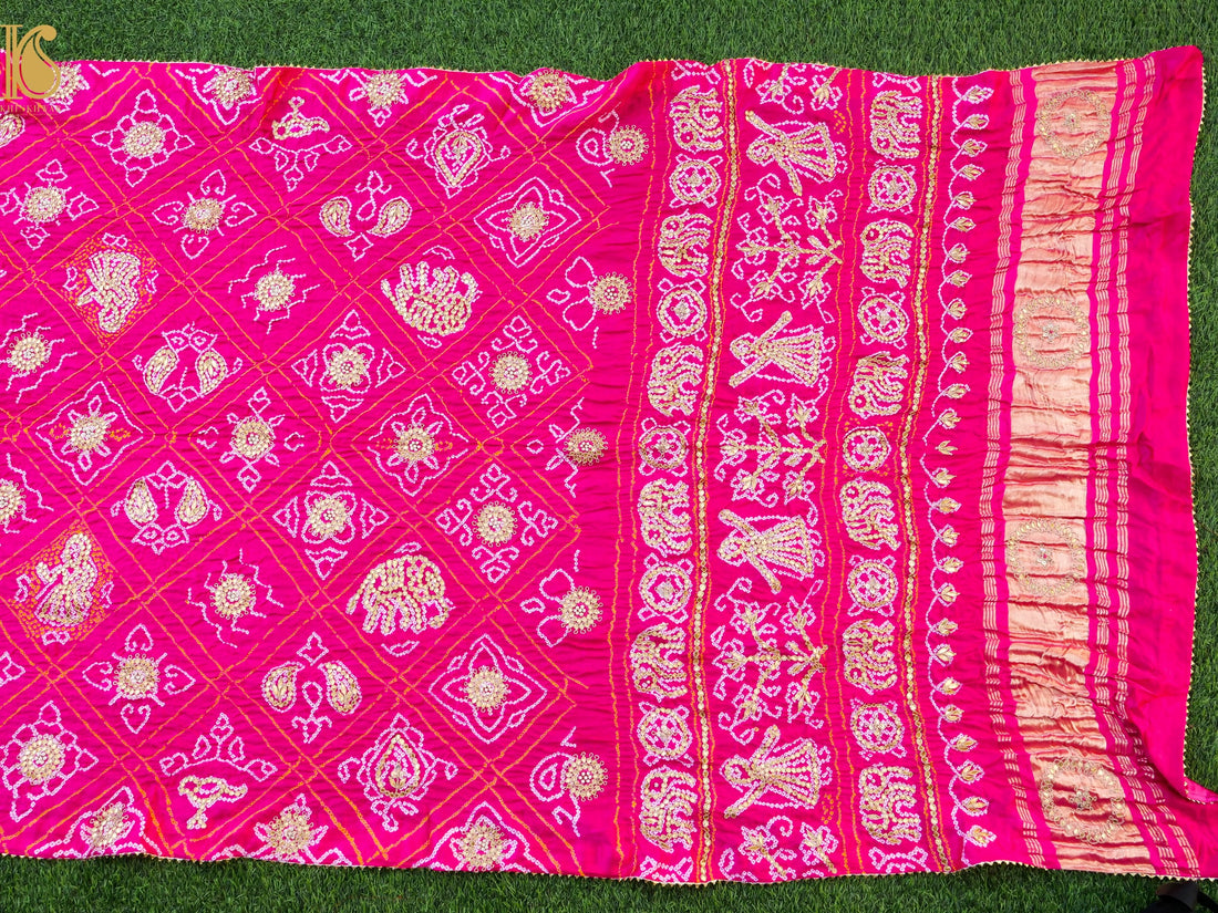 Gajji Silk Bandhani Gotta Patti Work Dupatta