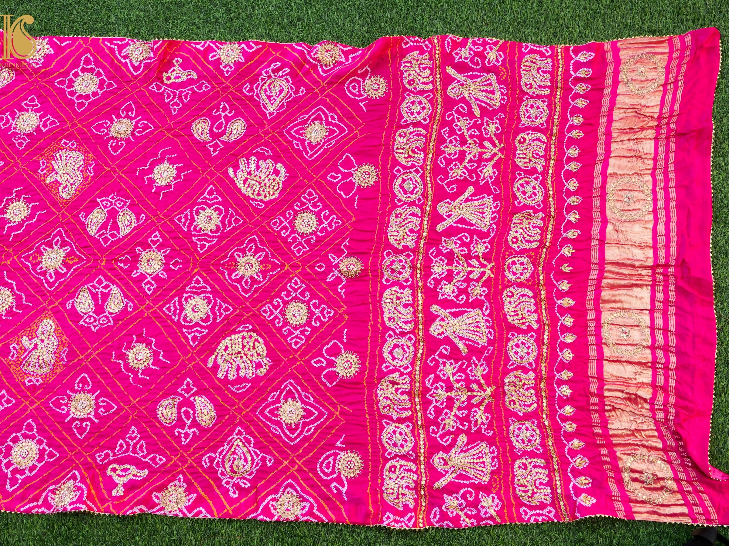 Gajji Silk Bandhani Gotta Patti Work Dupatta