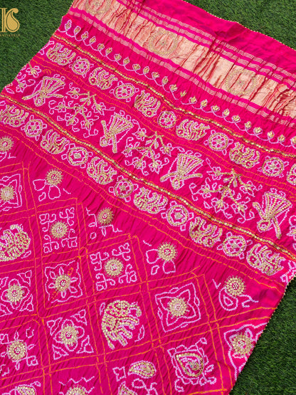 Gajji Silk Bandhani Gotta Patti Work Dupatta