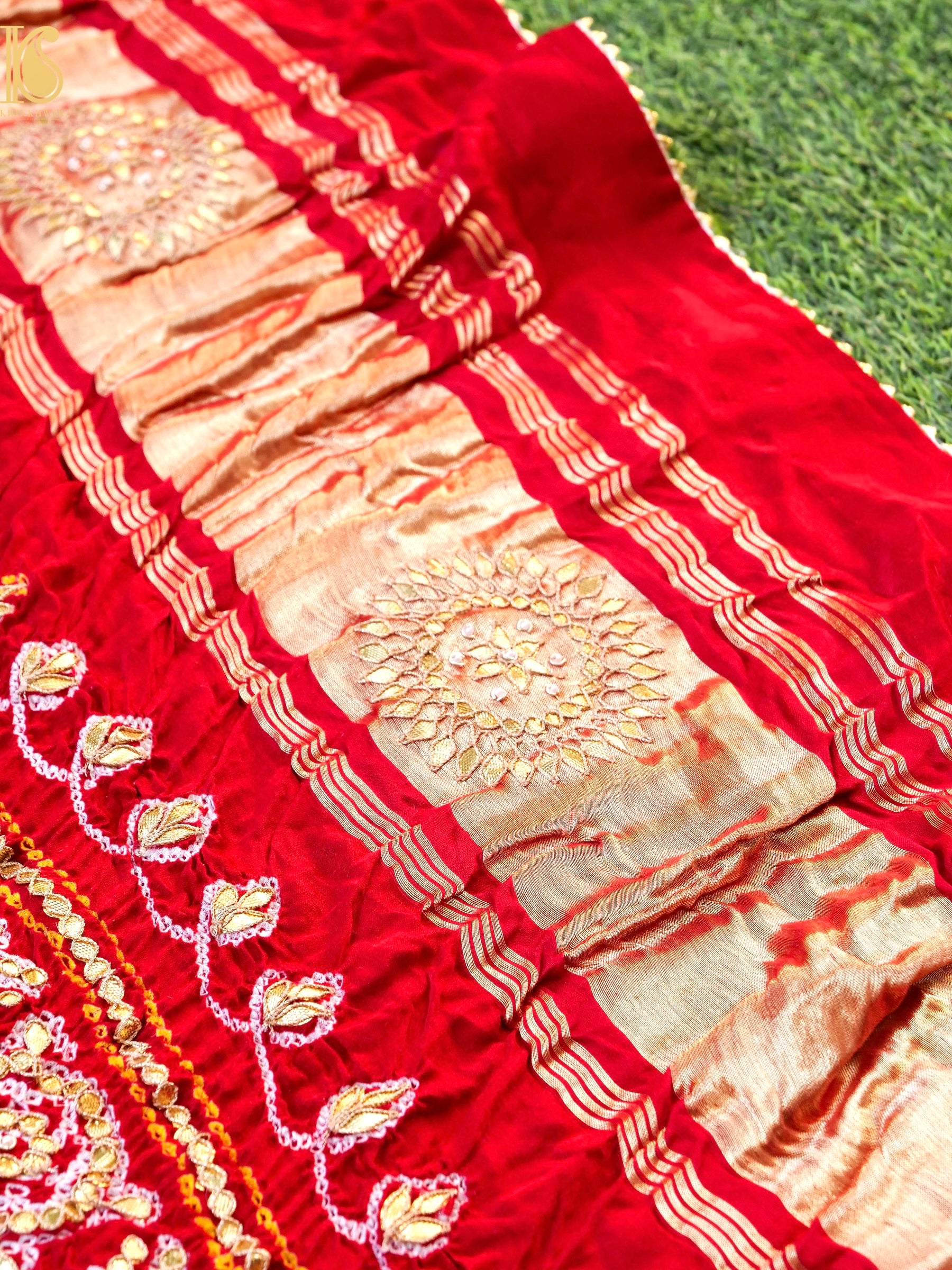 Gajji Silk Bandhani Gotta Patti Work Dupatta