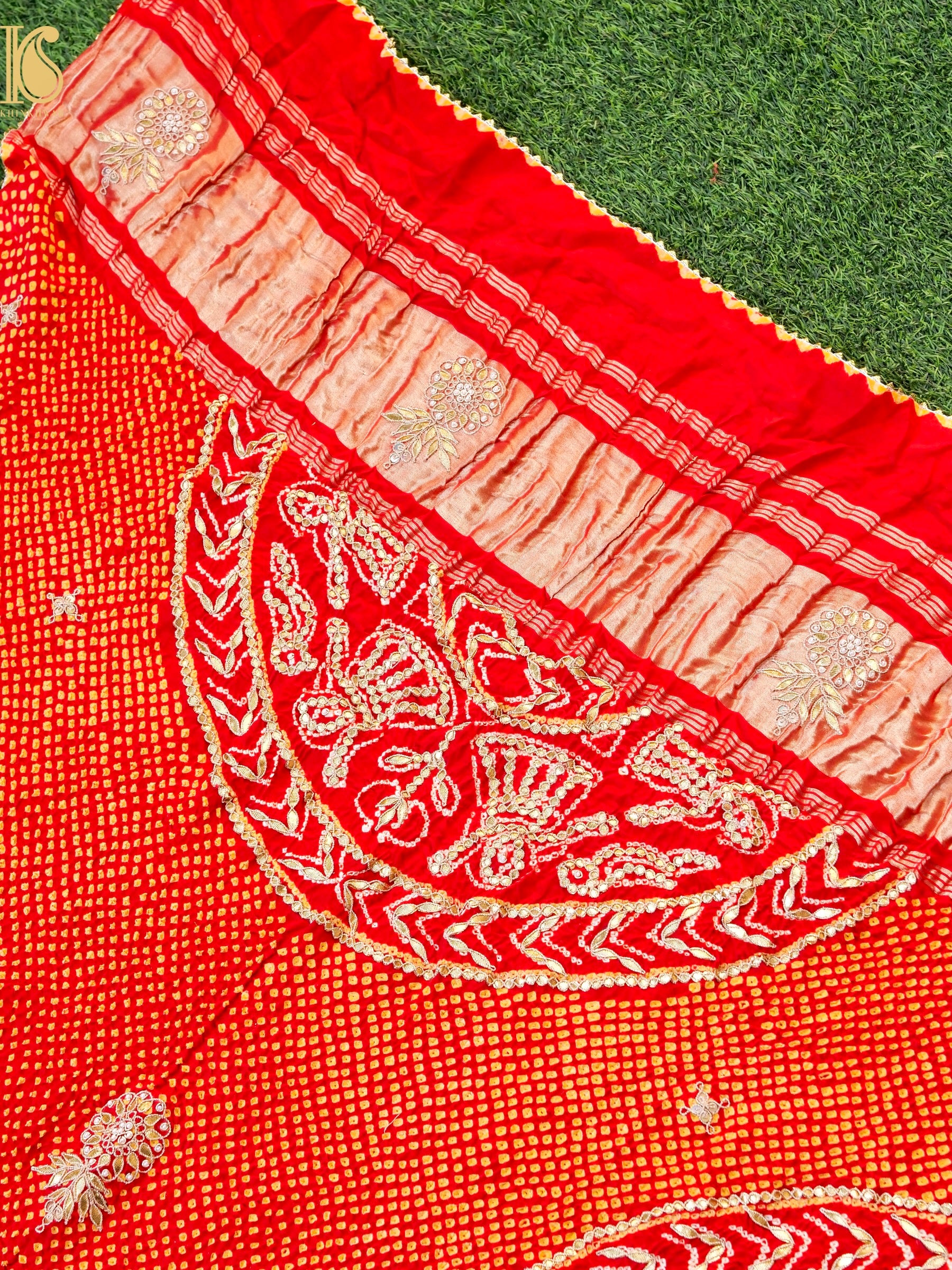 Gajji Silk Bandhani Gotta Patti Work Dupatta