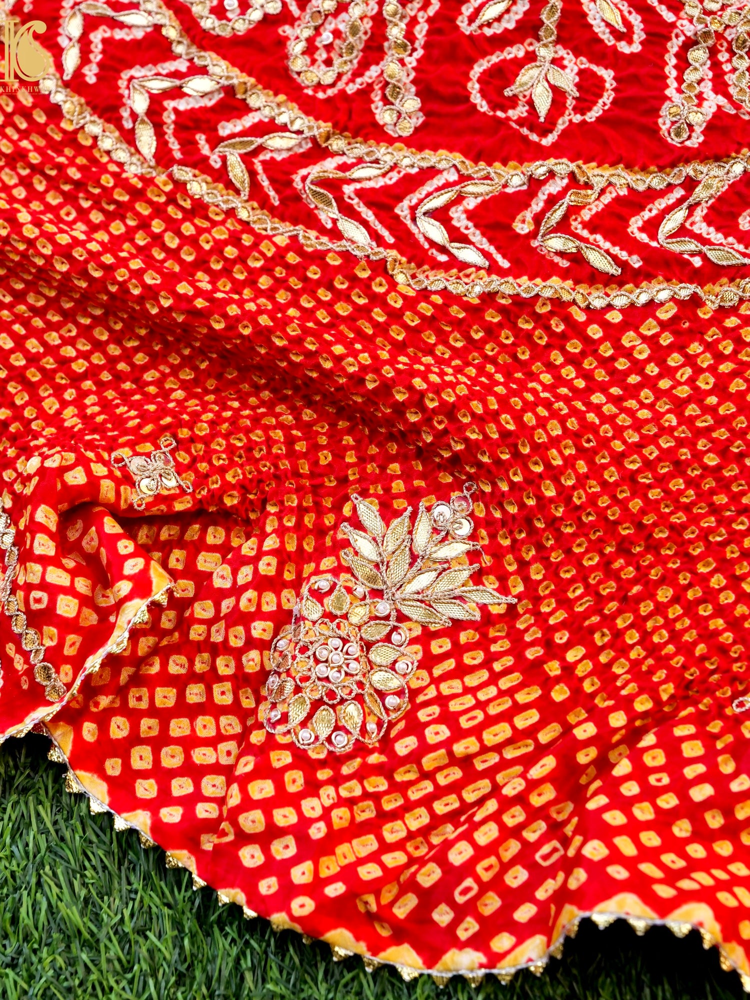 Gajji Silk Bandhani Gotta Patti Work Dupatta