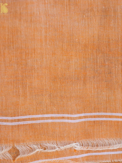 Cotton Handloom Bengal Jamdani Peach Saree