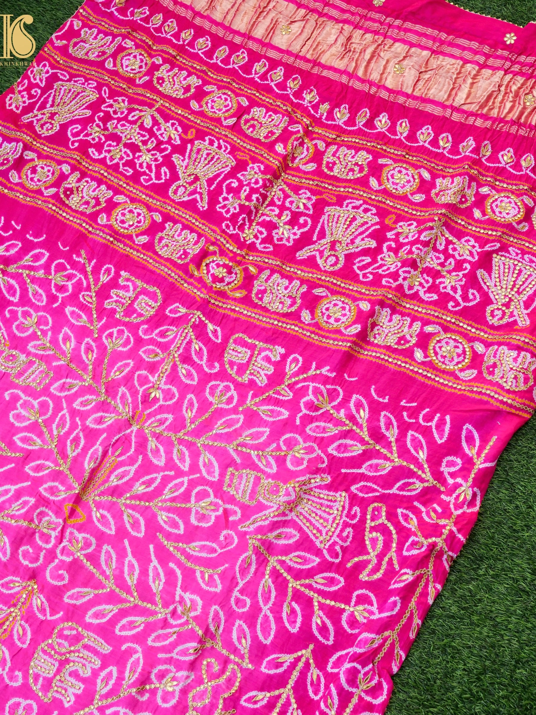 Gajji Silk Bandhani Gotta Patti Work Dupatta