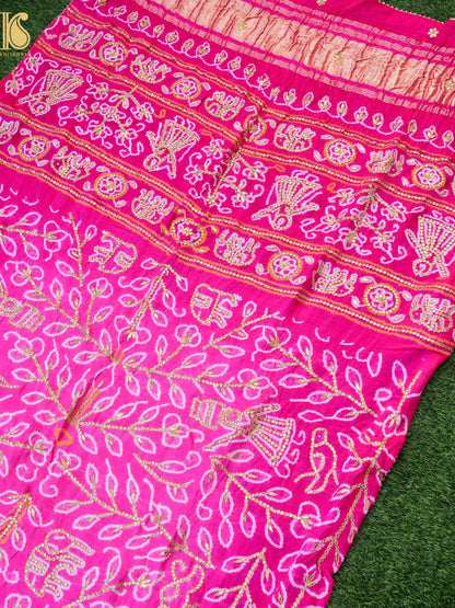 Gajji Silk Bandhani Gotta Patti Work Dupatta