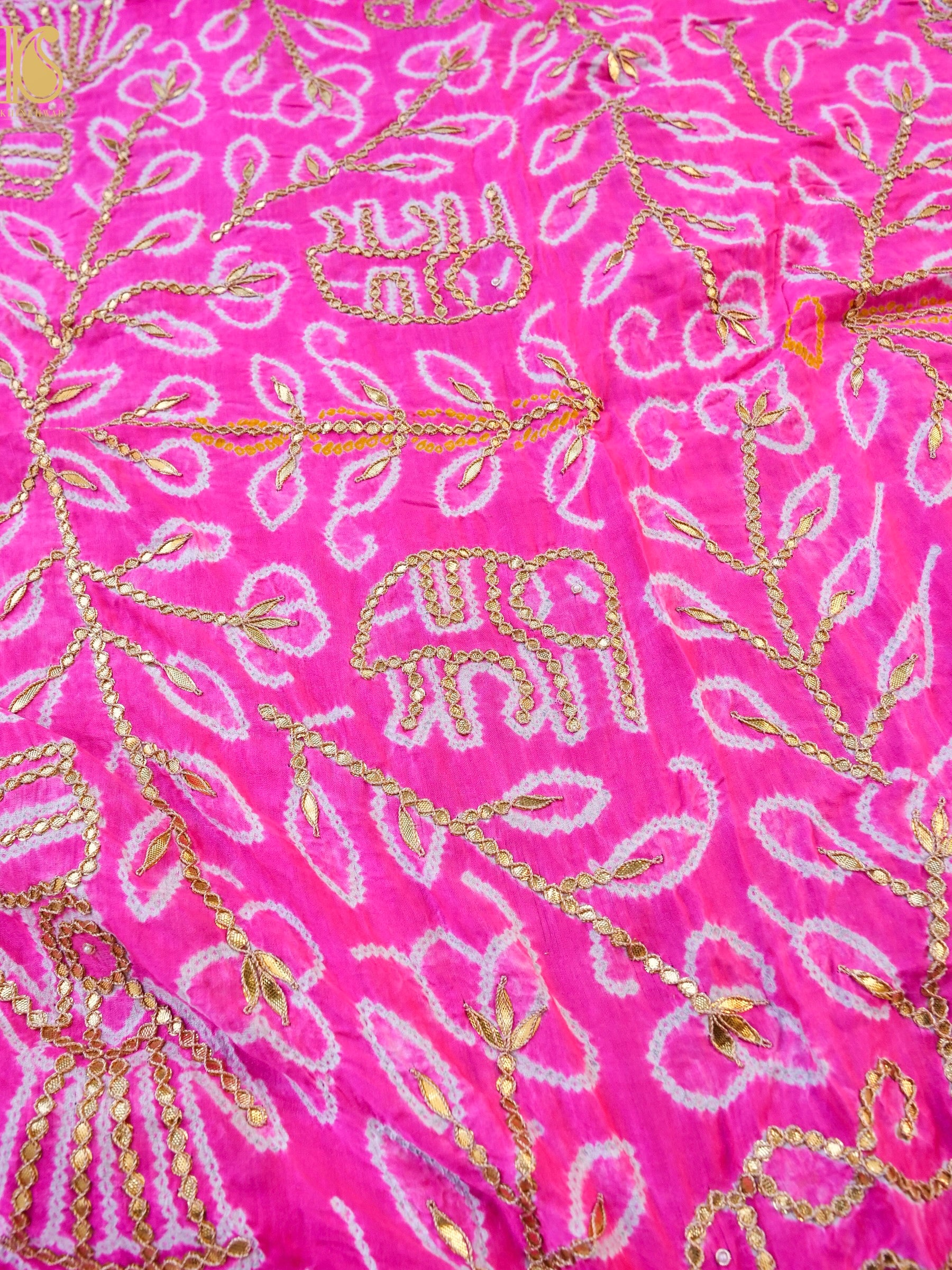 Gajji Silk Bandhani Gotta Patti Work Dupatta