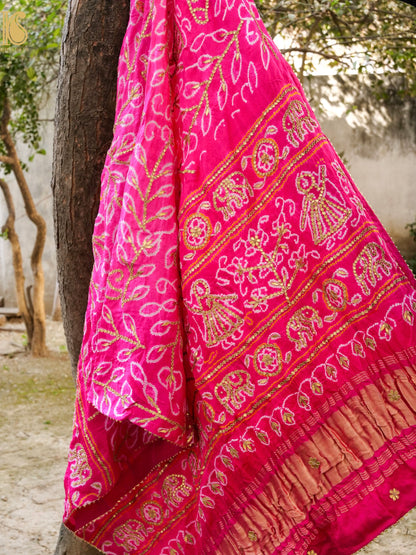 Gajji Silk Bandhani Gotta Patti Work Dupatta