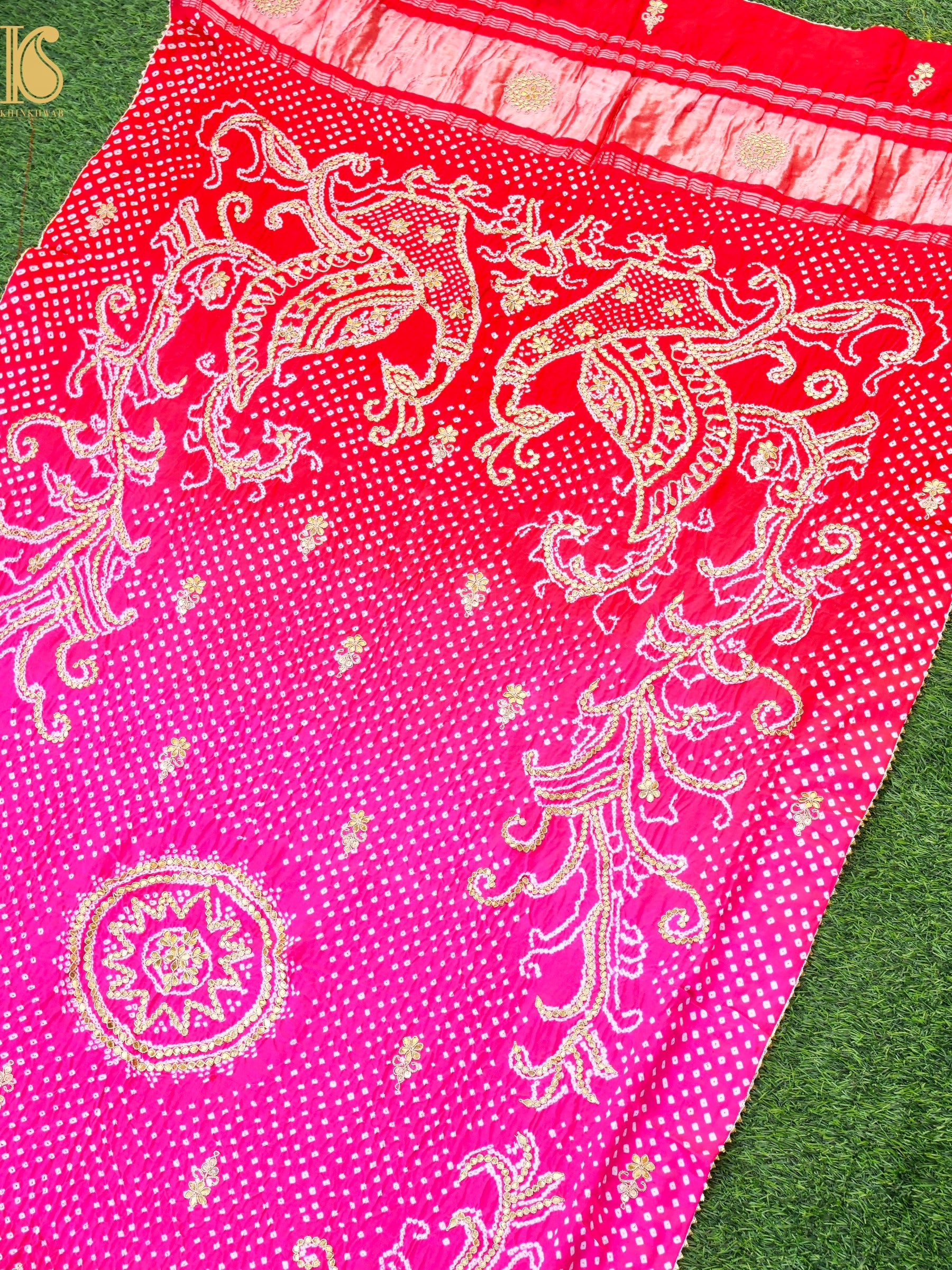 Gajji Silk Bandhani Gotta Patti Work Dupatta