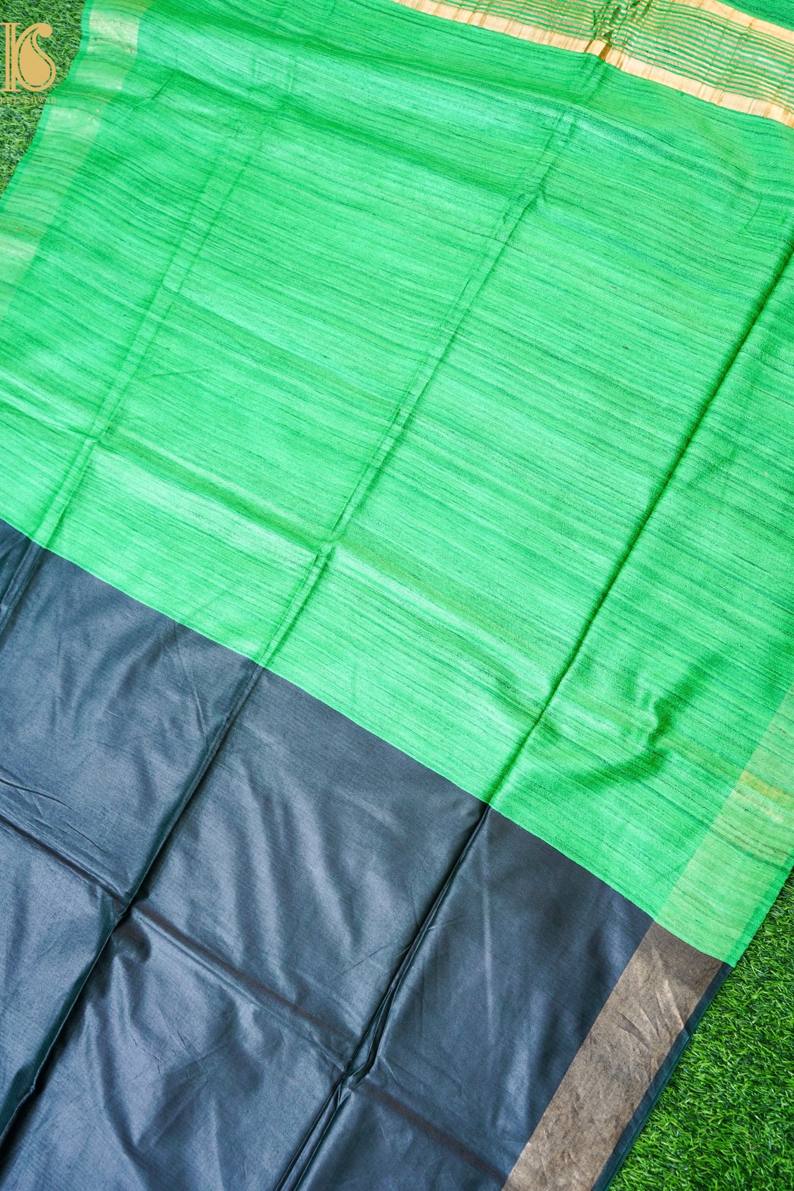 Handloom Mulberry by Eri Silk Black Saree