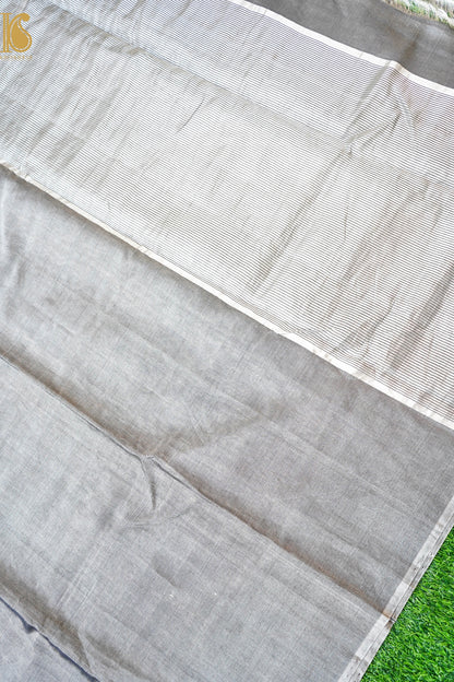 Chanderi Tissue Silk Handwoven Silver Saree