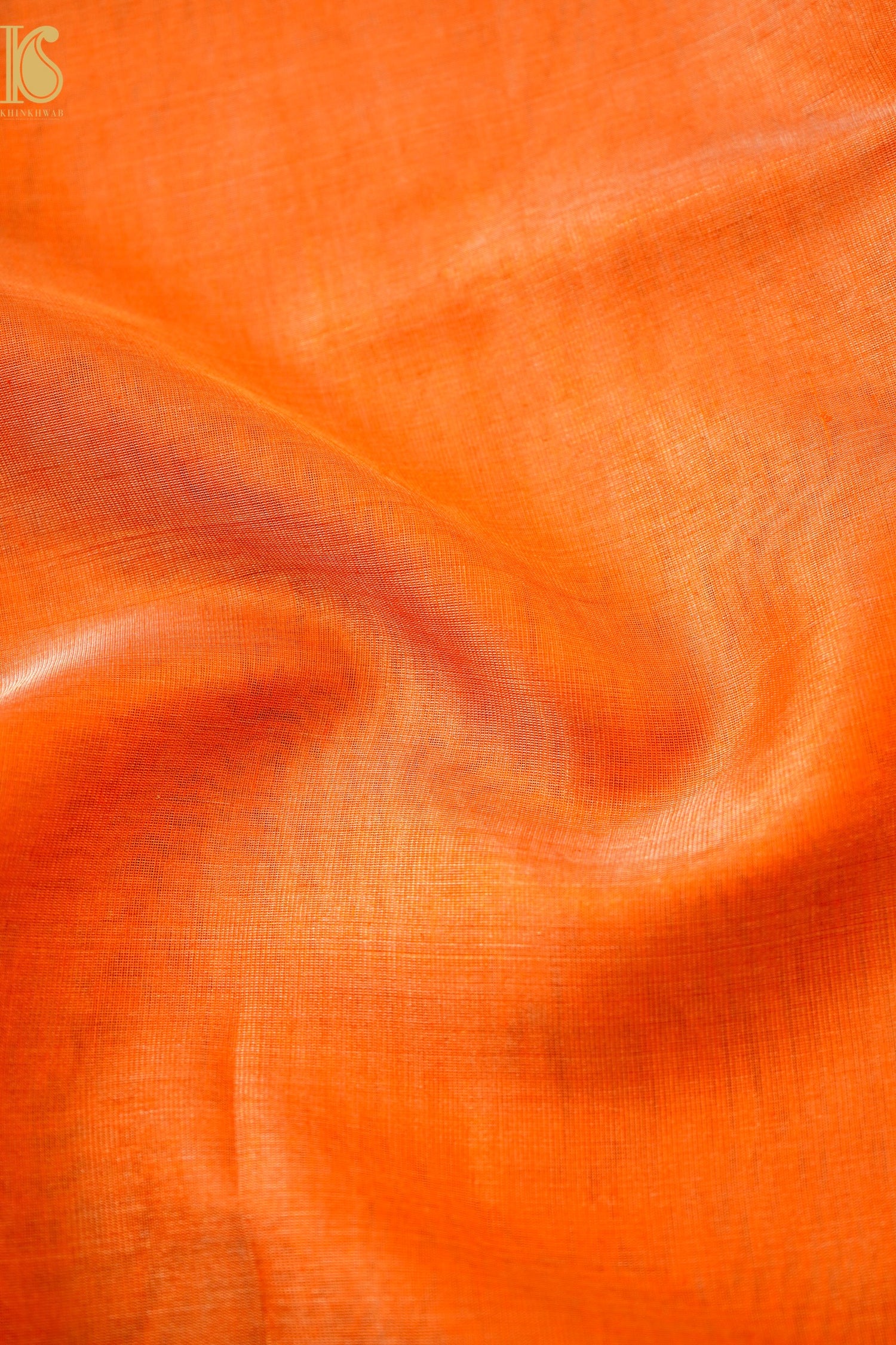 Chanderi Tissue Cotton Silk Handwoven Orange Saree