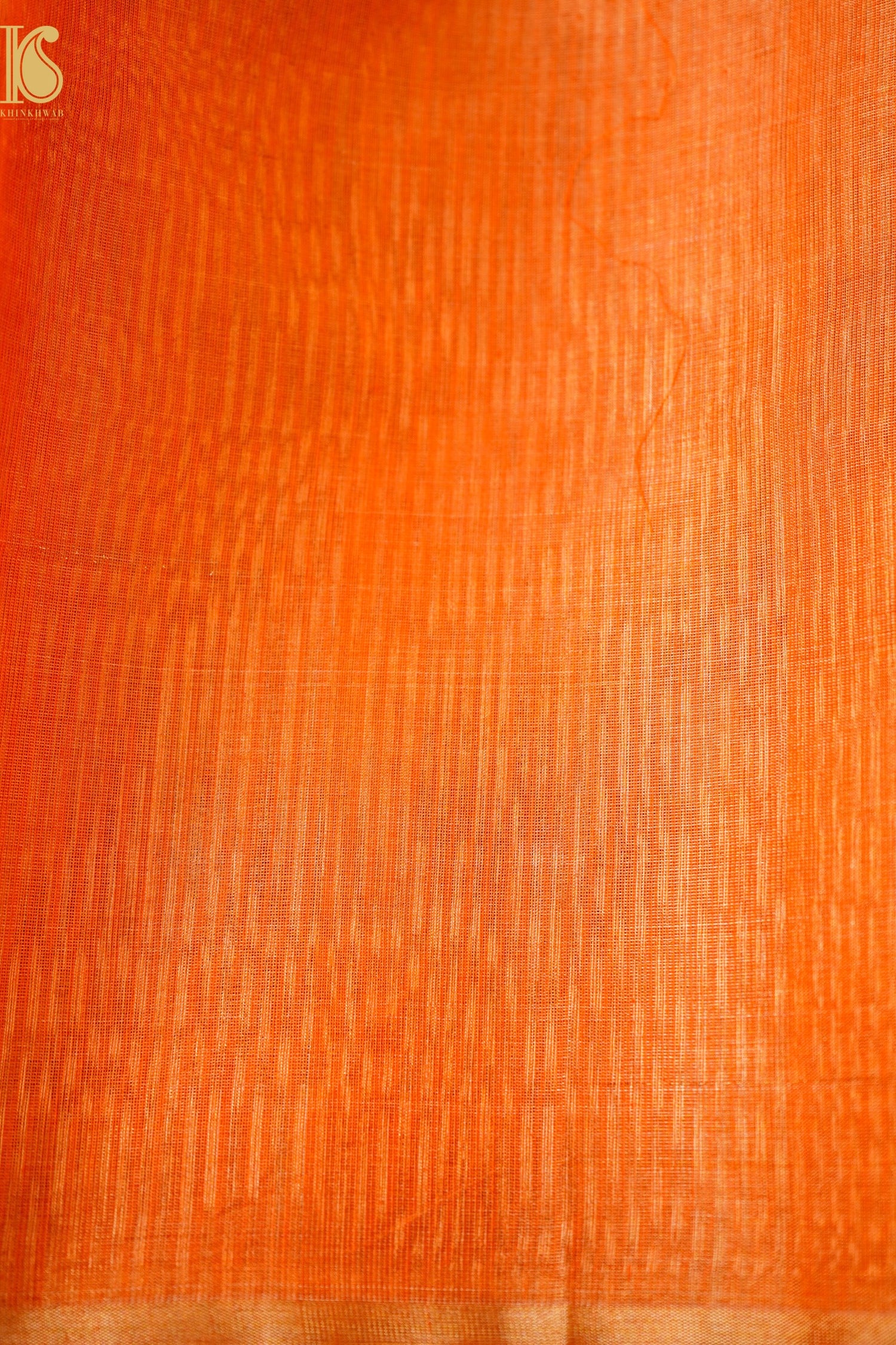 Chanderi Tissue Cotton Silk Handwoven Orange Saree