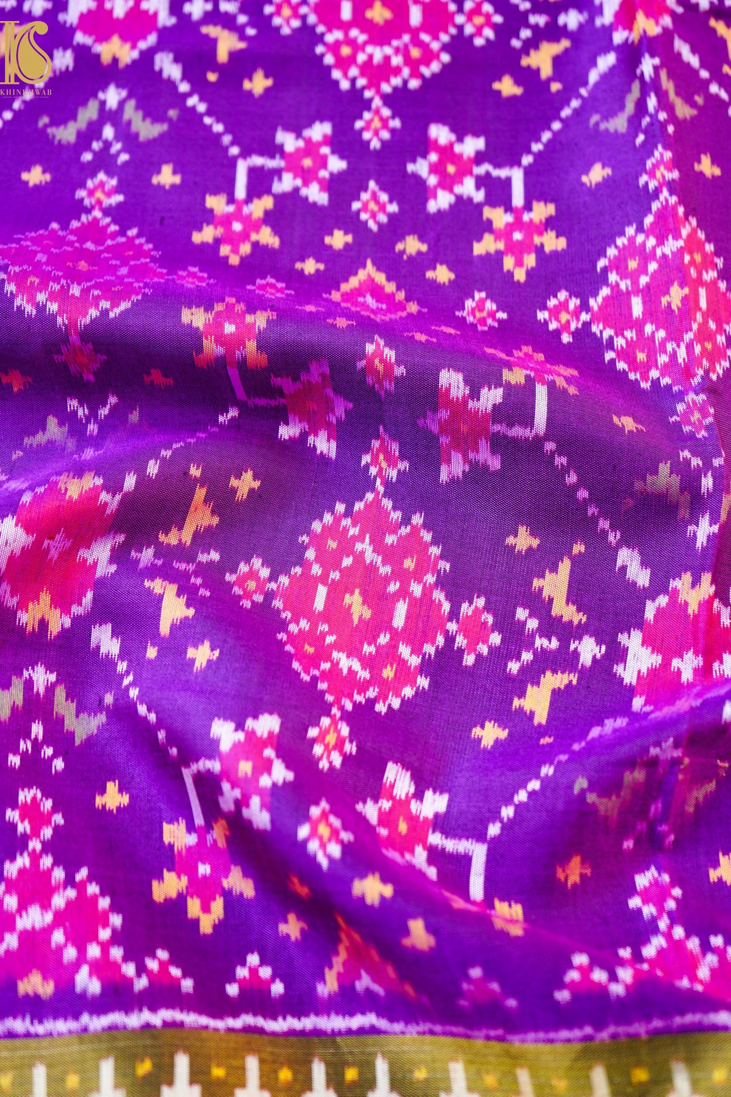 Single Ikkat Rajkot Patola Mulberry Silk Purple Saree