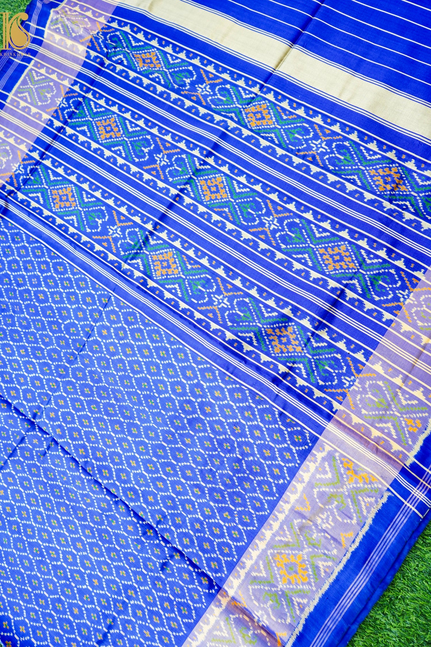 Single Ikkat Rajkot Patola Mulberry Silk Blue Saree