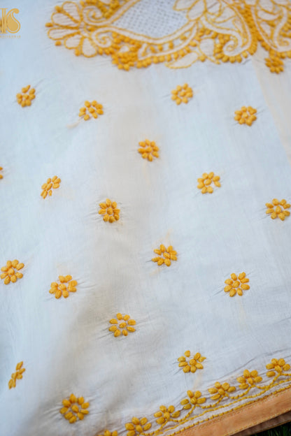 Chikankari Pure Chanderi Saree