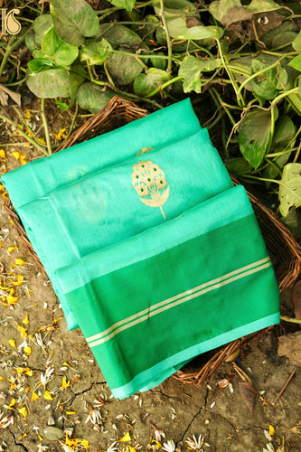 Handwoven Chanderi Silk Green Saree