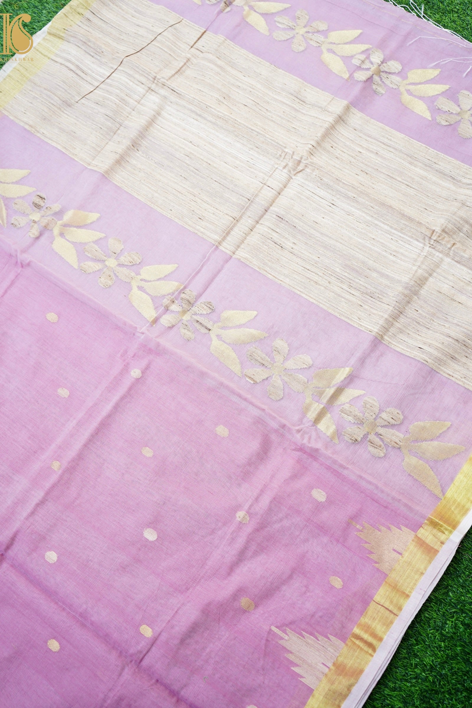 Handloom Dhakai Jamdani Jute Silk Pink Saree