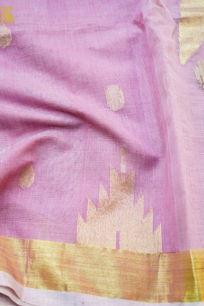 Handloom Dhakai Jamdani Jute Silk Pink Saree