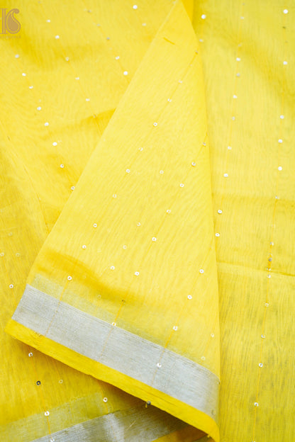 Handloom Dhakai Jamdani Lemon Saree with Sequence