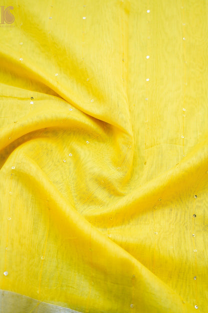 Handloom Dhakai Jamdani Lemon Saree with Sequence