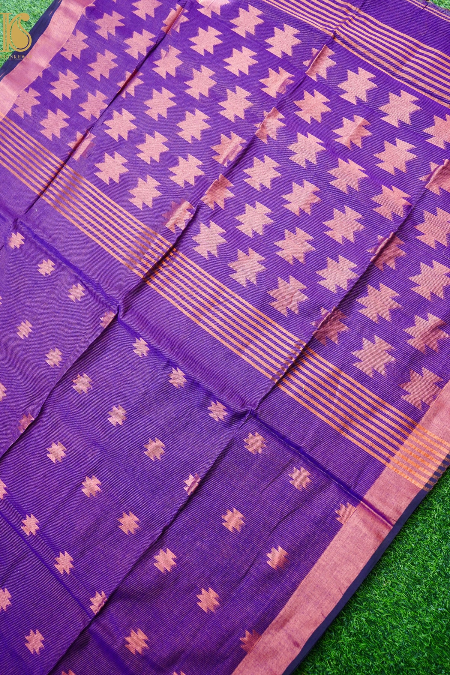 Handloom Dhakai Jamdani with Muga Green Saree