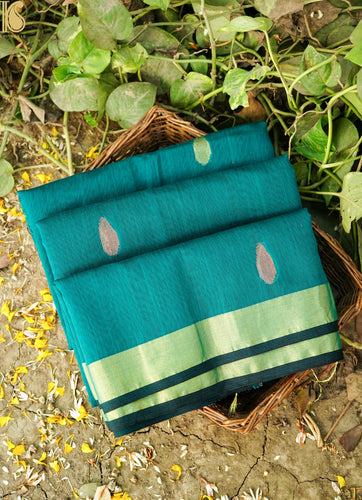 Handloom Dhakai Jamdani Green Saree