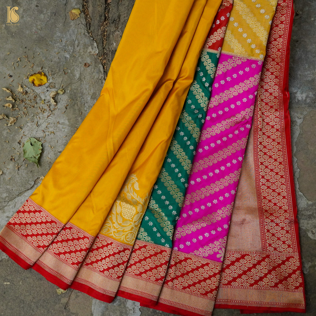 Chauki Rangkat | Handloom Banarasi Pure Katan Silk Zari Saree - Khinkhwab