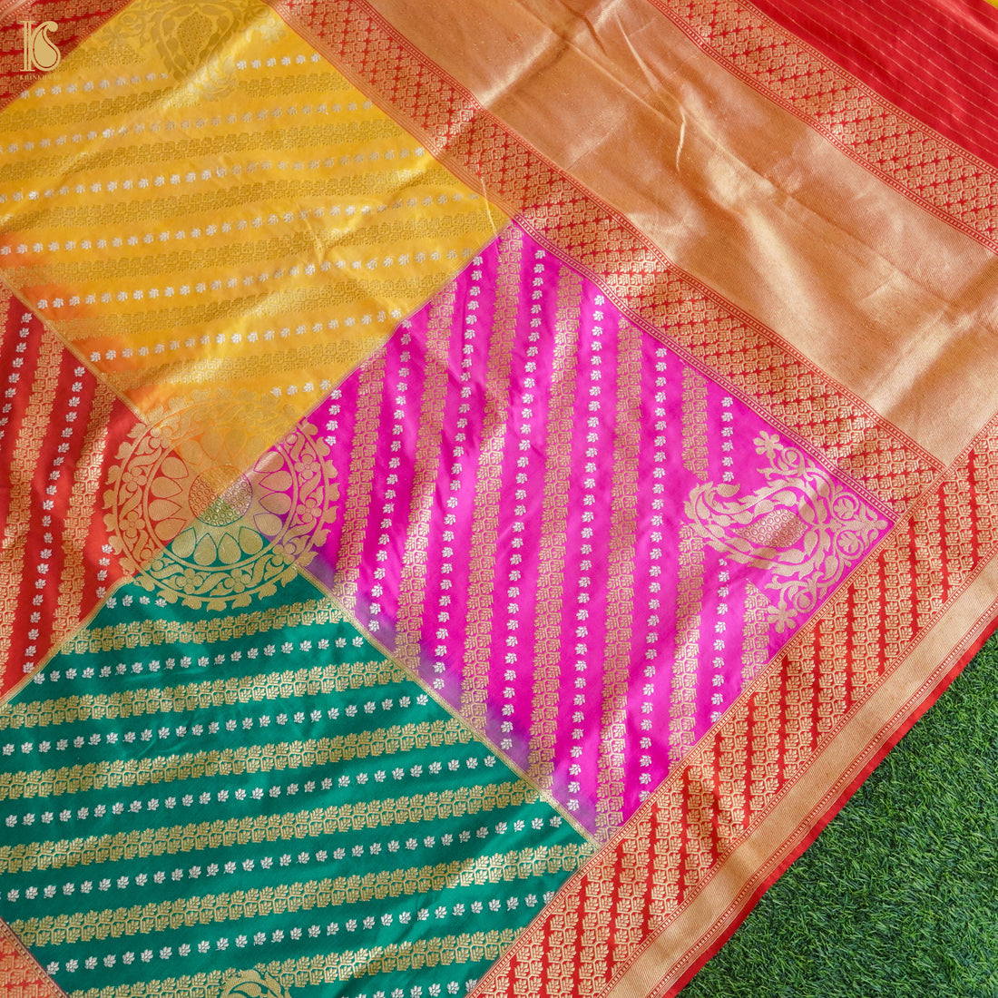 Chauki Rangkat | Handloom Banarasi Pure Katan Silk Zari Saree - Khinkhwab