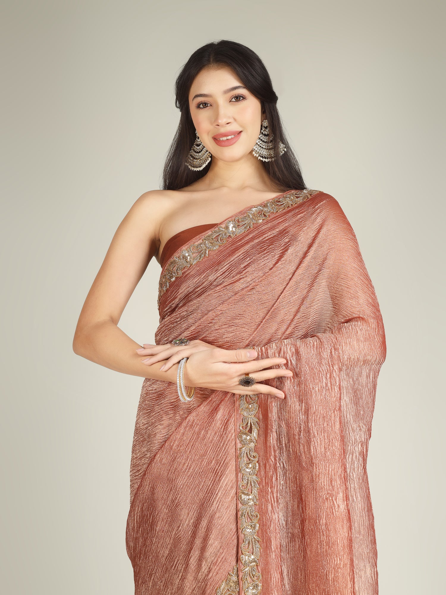 Banarasi Crush Tissue Silk Saree with Border