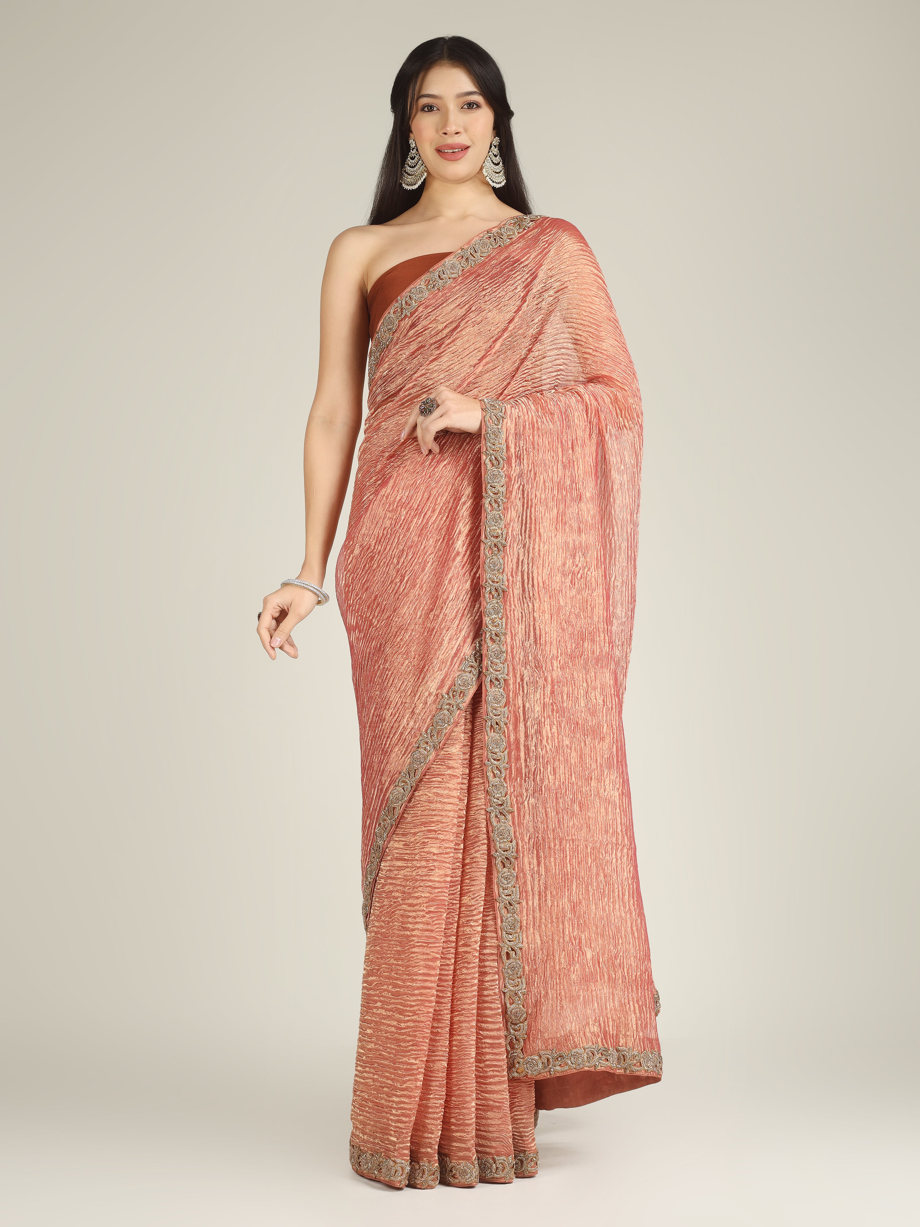 Banarasi Crush Tissue Silk Saree with Border