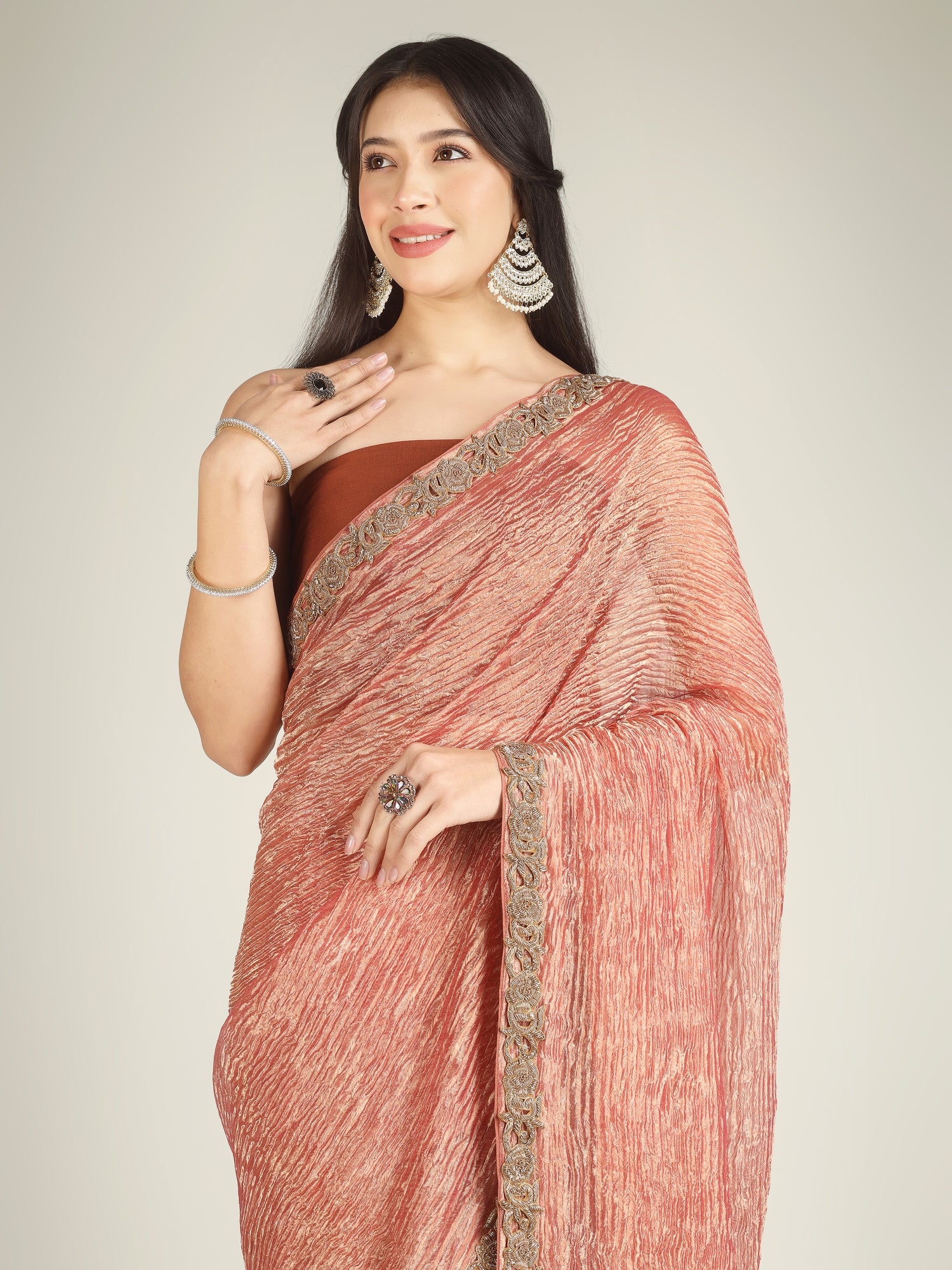 Banarasi Crush Tissue Silk Saree with Border