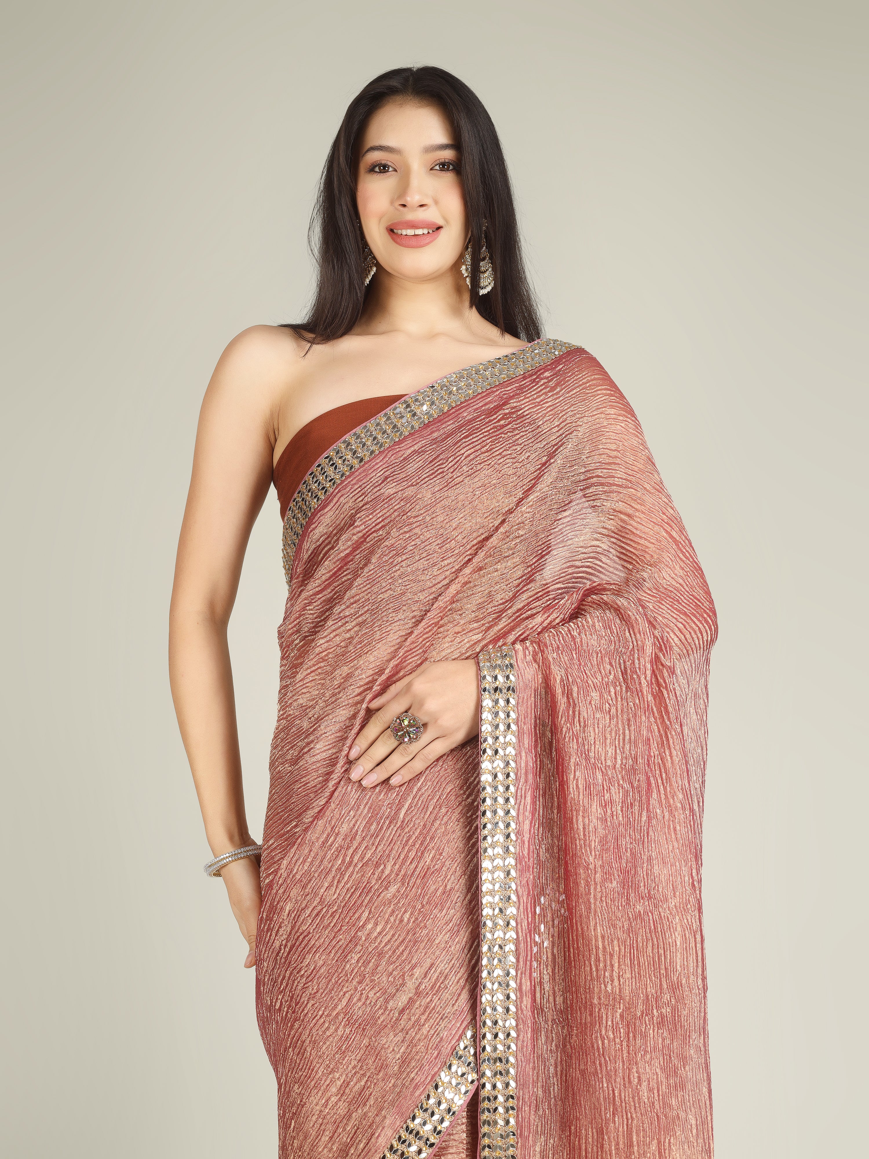 Banarasi Crush Tissue Silk Saree with Border