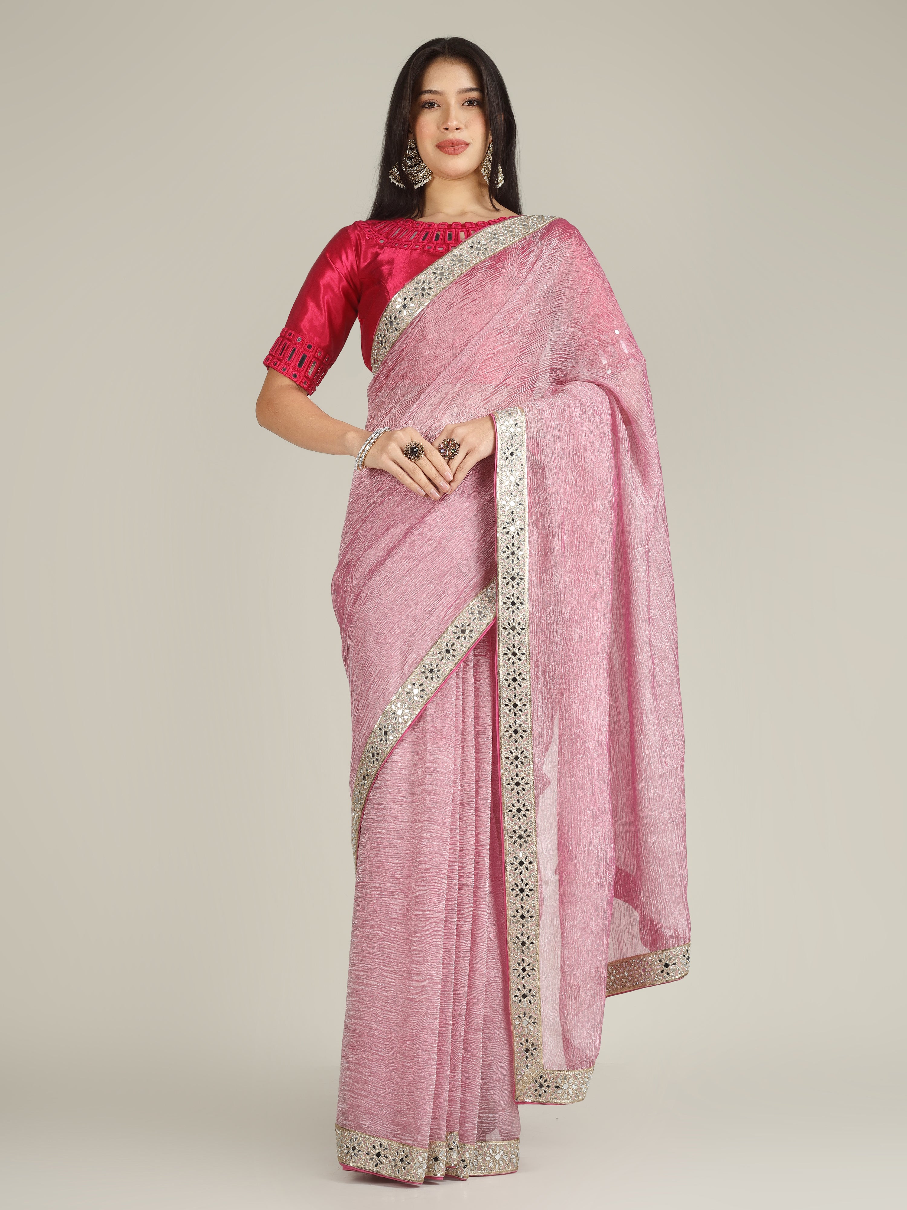 Banarasi Crush Tissue Silk Saree with Border