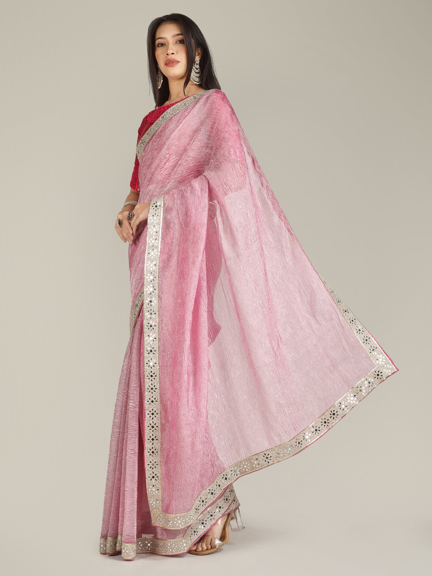 Banarasi Crush Tissue Silk Saree with Border