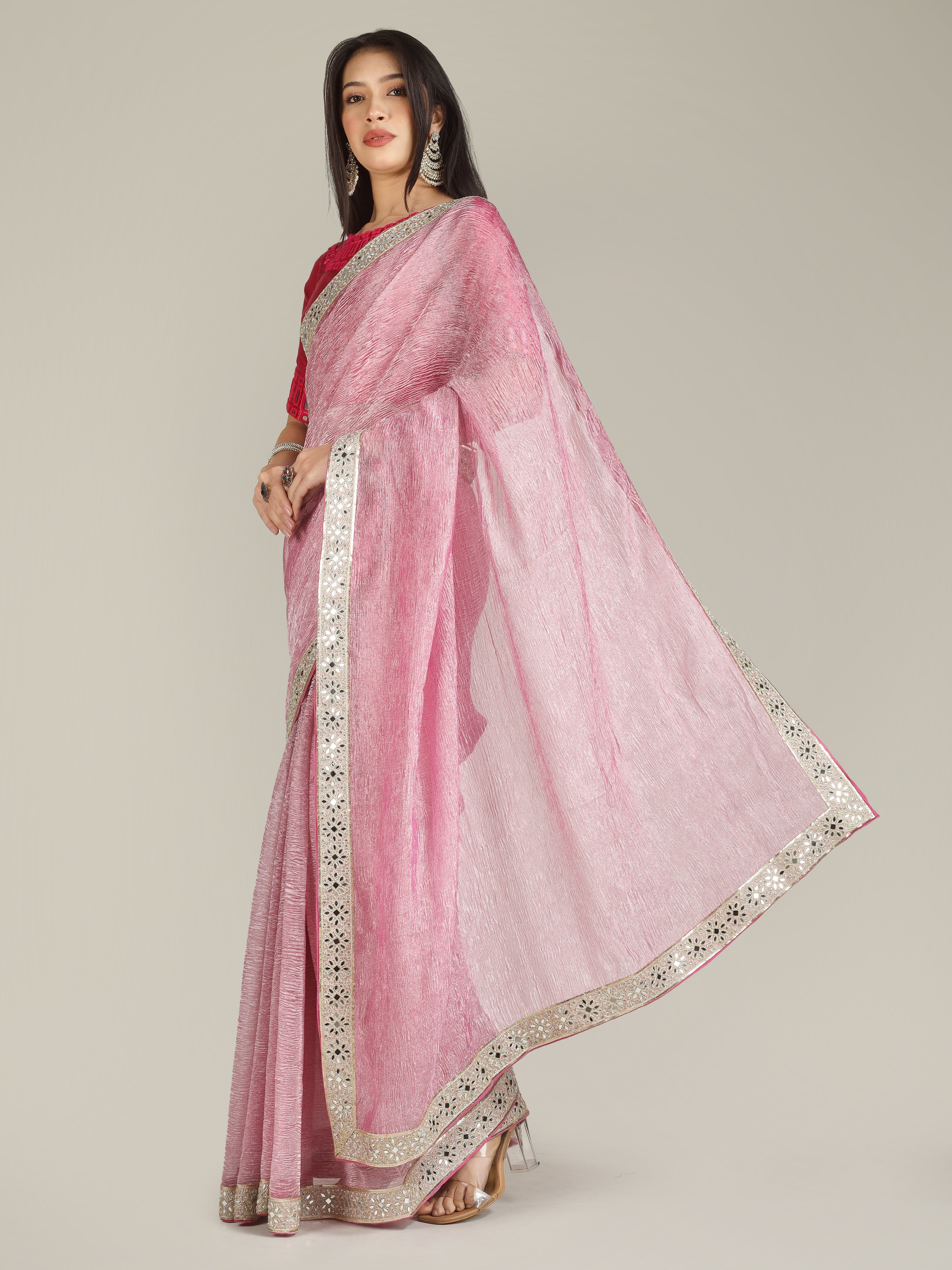 Banarasi Crush Tissue Silk Saree with Border