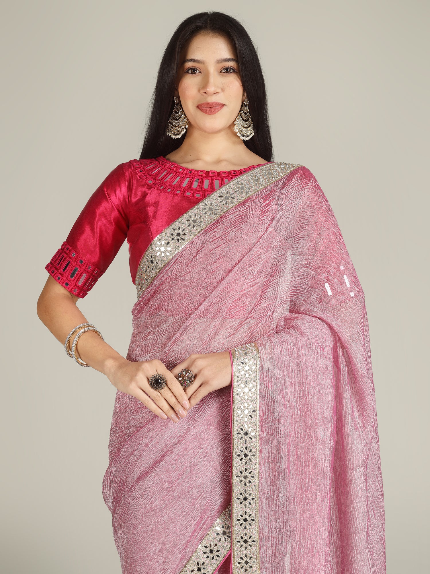 Banarasi Crush Tissue Silk Saree with Border