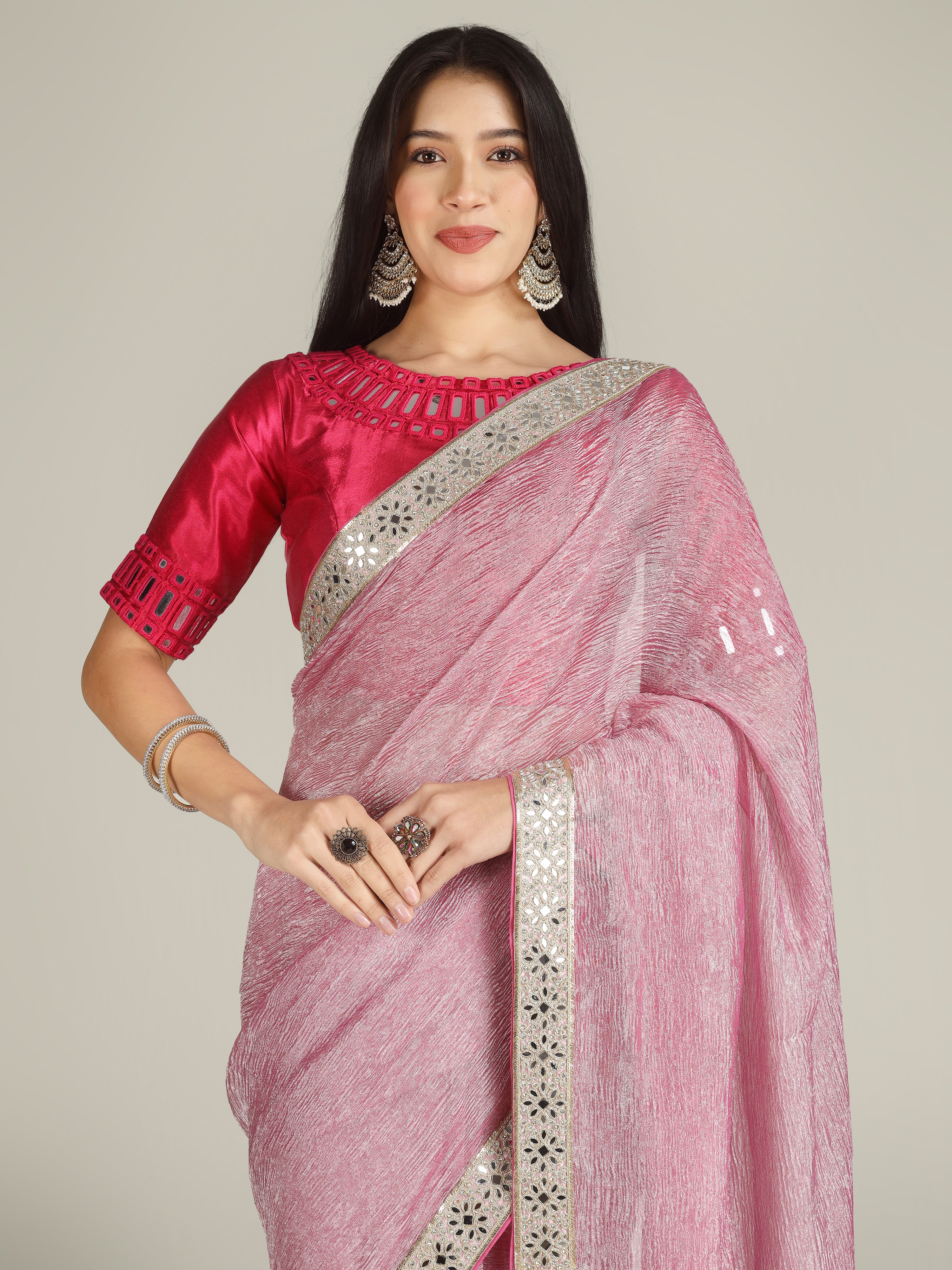 Banarasi Crush Tissue Silk Saree with Border