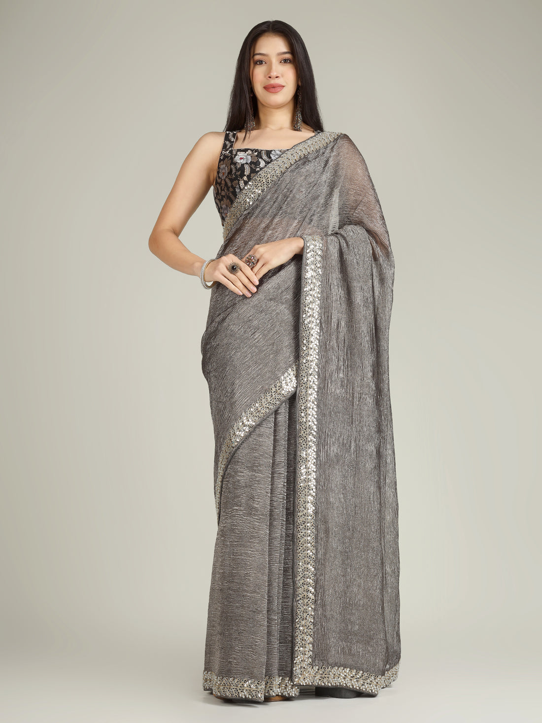 Banarasi Crush Tissue Silk Saree with Border