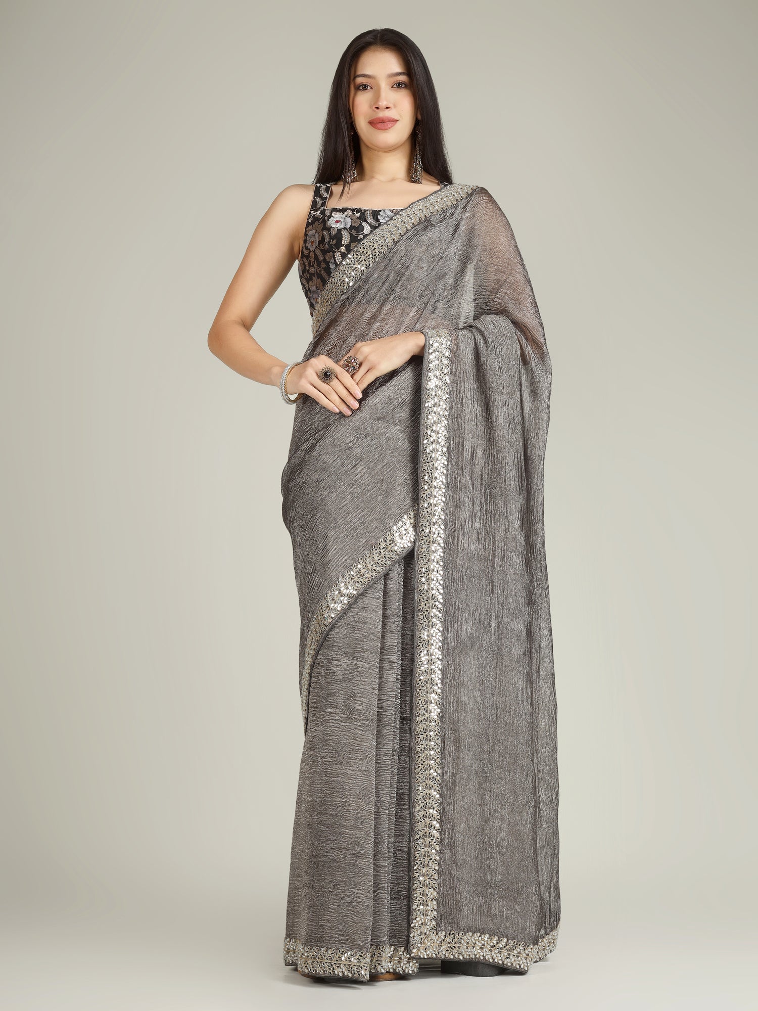 Banarasi Crush Tissue Silk Saree with Border