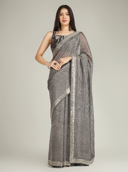 Banarasi Crush Tissue Silk Saree with Border