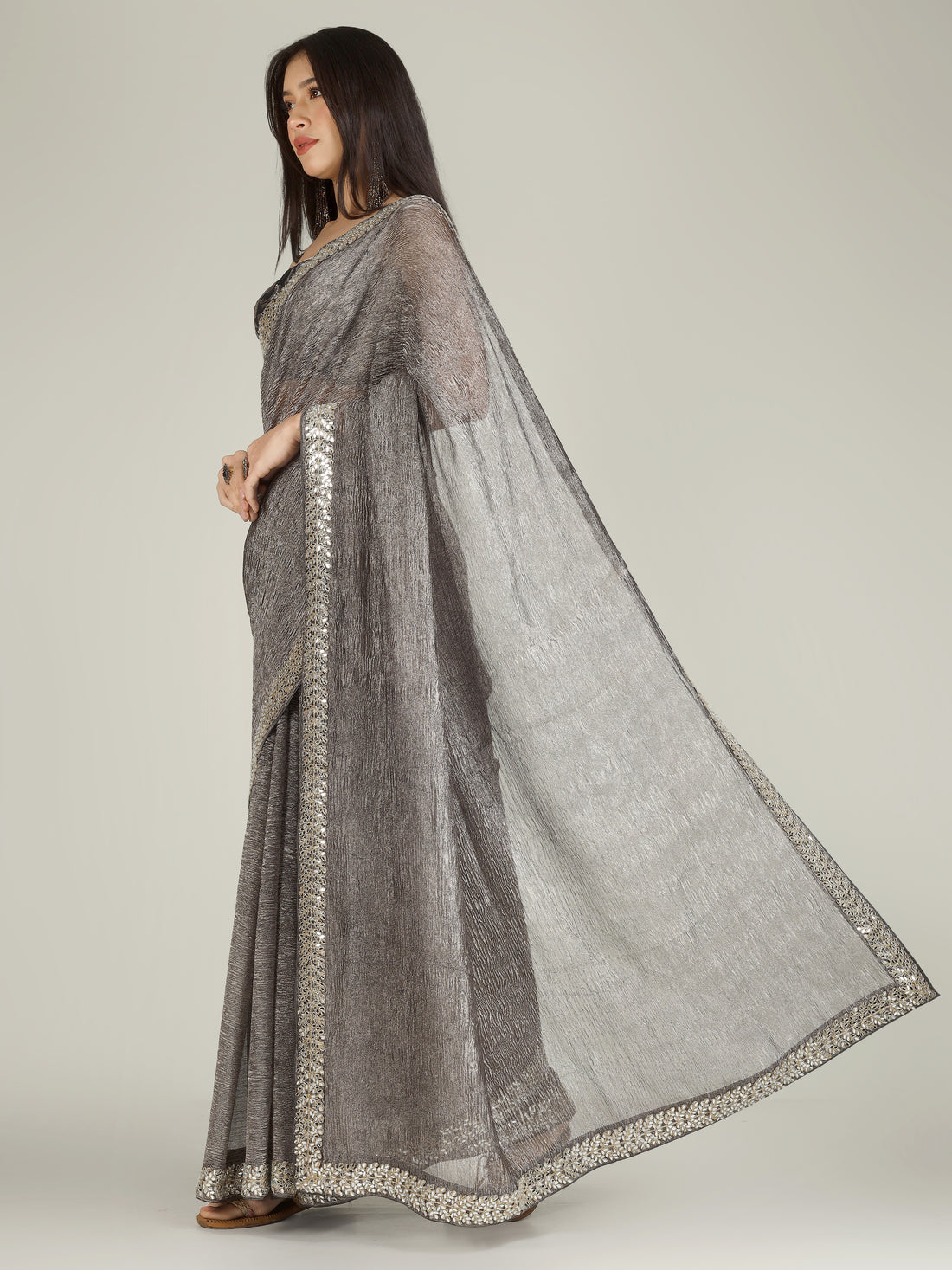 Banarasi Crush Tissue Silk Saree with Border