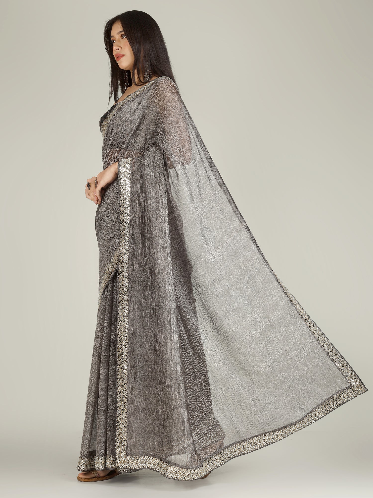 Banarasi Crush Tissue Silk Saree with Border